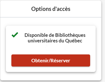 Capture d'écran: Section Options d'accès et bouton Obtenir/réserver